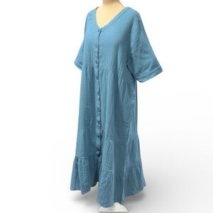 NATIONAL Size XL Dress Gauze Cotton Tiered Midi Dress